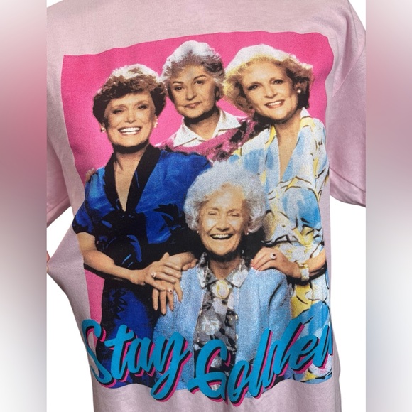Golden Girls “Stay Golden” Graphic Tee Pink Retro TV Show Shirt - Picture 3 of 6
